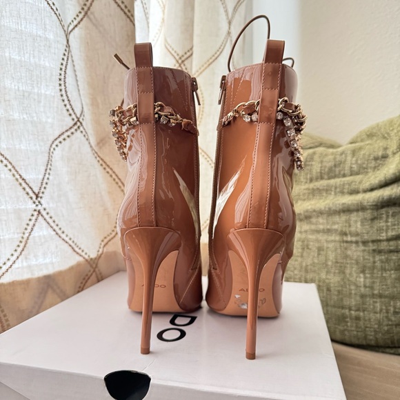 ALDO Women's Brown Patent Lace-Up Heeled Boots - Picture 5 of 10